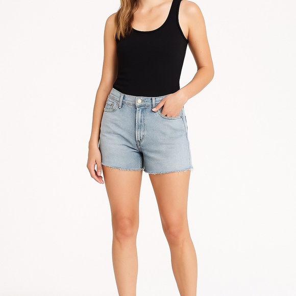 BLANK NYC Fulton Roll Up Denim Shorts Light Wash Raw Hem Size 27 - Picture 1 of 6